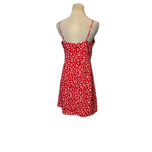 Aqua red white animal print summer mini dress size Small - Picture 8 of 15